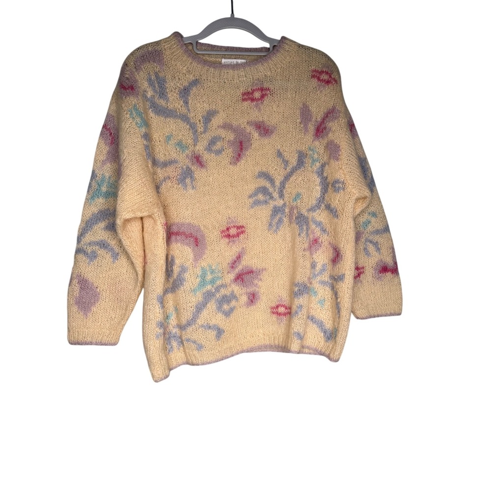 Vintage Jennifer reed hand knit wool blend floral sweater